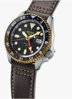 Seiko Mens 5 Sports SKX GMT Automatic Mocha Black Dial Brown Leather Strap Watch - SSK036K1  - Image 4