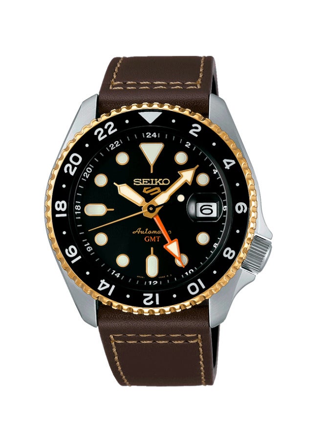 Seiko Mens 5 Sports SKX GMT Automatic Mocha Black Dial Brown Leather Strap Watch - SSK036K1 - Image 1