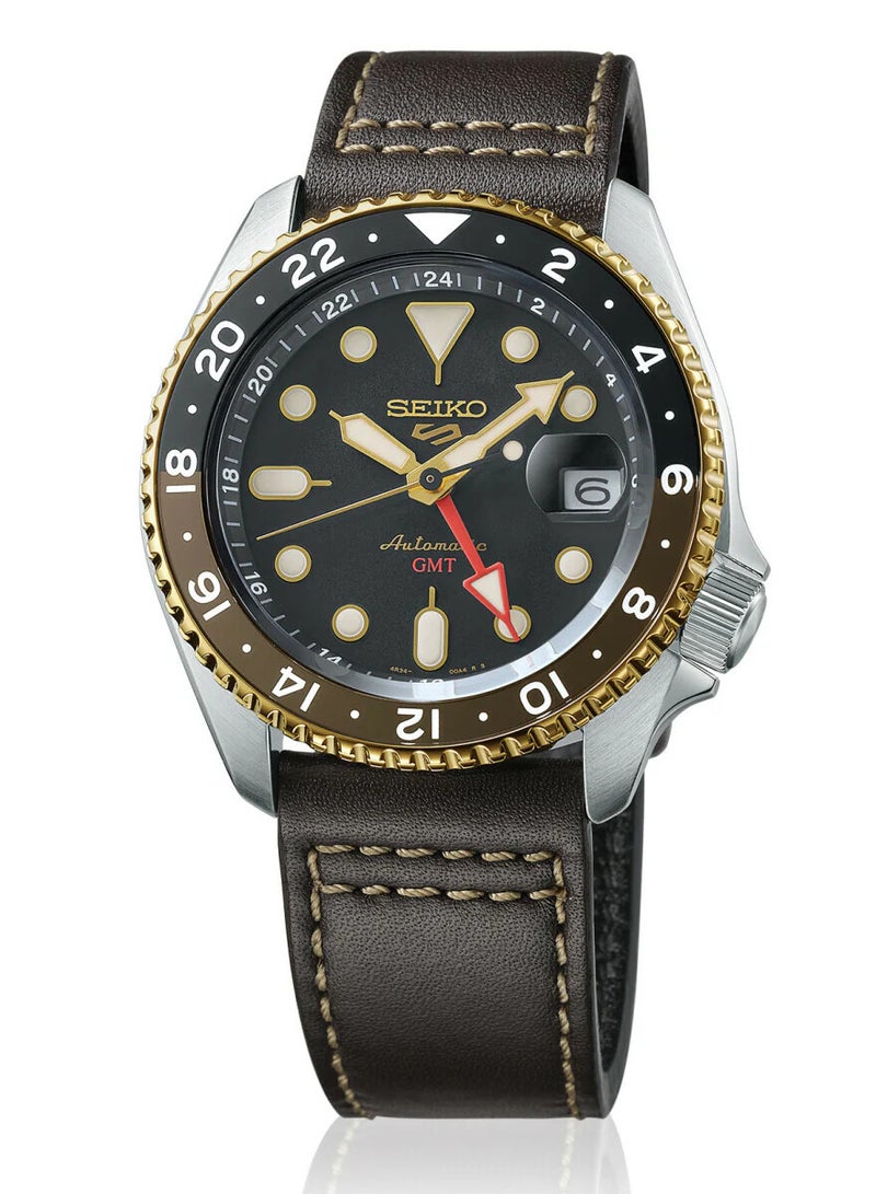 Seiko Mens 5 Sports SKX GMT Automatic Mocha Black Dial Brown Leather Strap Watch - SSK036K1 - Image 2