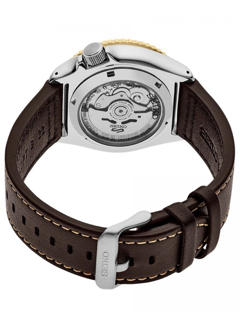 Seiko Mens 5 Sports SKX GMT Automatic Mocha Black Dial Brown Leather Strap Watch - SSK036K1 - Image 4