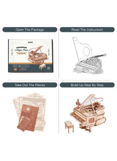 ROKR 3D Wooden Puzzles For Adults 223Pcs Piano Model Kit 1:20 Scale Building Puzzles Wooden Music Box Unique Gift For Men Women Hobbies For Birthday Christmas  - Image 3