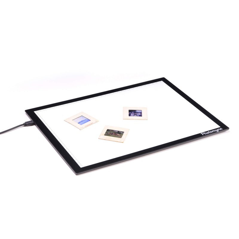 Photomyne A4 Slide Viewer  Light Pad Backlight  Negative Viewer  Film Negatives  Old Slides Scanning Light Box  HandsFree UltraThin Ultimate Brightness Includes USB Adapter  Black