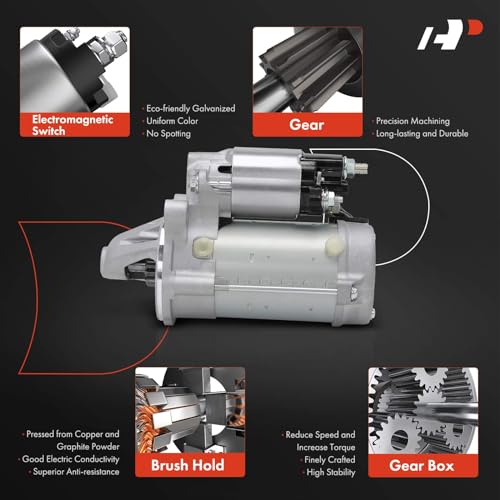 A-Premium Starter Motor Compatible with Ford Mustang 2014 5.8L, 2015 5.0L, 12V 1.4KW 12-Teeth Clockwise - Image 5