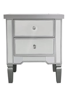 VANITY LIVING VANITY LIVING Elegant Bedside Table with 2 Drawers - 2 Drawers Treviso Silver Mirroredh - Luxurious and Stylish Nightstand for Bedroom Decor - Durable, Functional Storage Solution with Reflective Gold Design  - Image 5