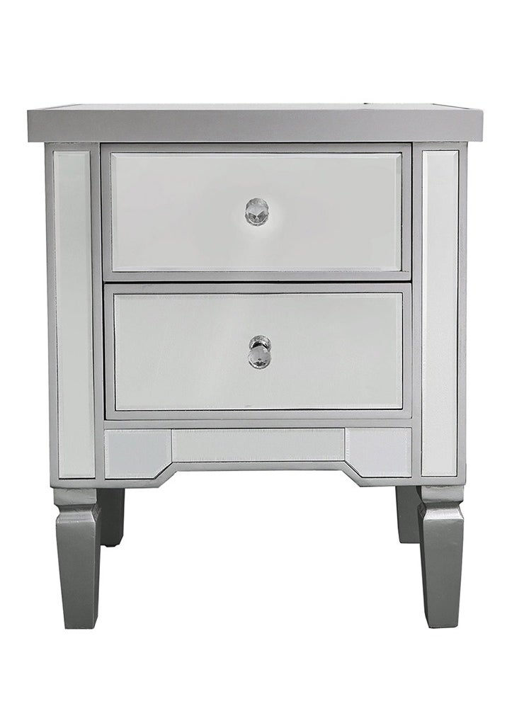 VANITY LIVING VANITY LIVING Elegant Bedside Table with 2 Drawers - 2 Drawers Treviso Silver Mirroredh - Luxurious and Stylish Nightstand for Bedroom Decor - Durable, Functional Storage Solution with Reflective Gold Design  - Image 5