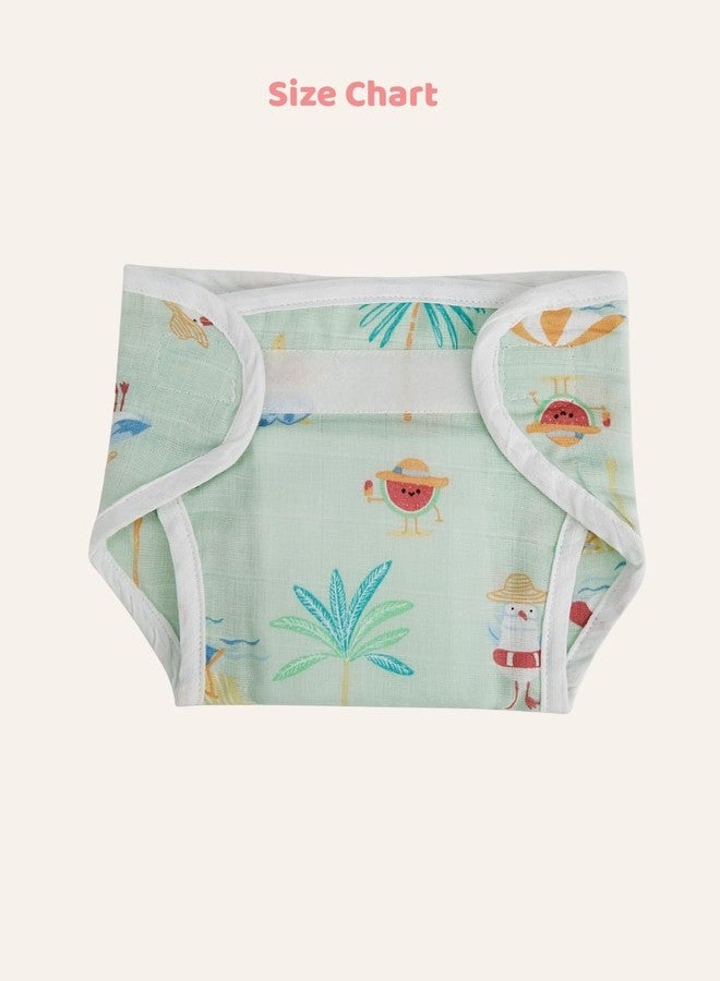 Haus & Kinder Muslin Cloth Nappies for Babies - Pack of 3 | Multicolor, 6-12 Months, 100% Muslin Cotton with Towelling Layer, Reusable & Eco-Friendly - Tropical Twist Collection - Image 3