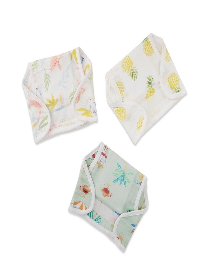 Haus & Kinder Muslin Cloth Nappies for Babies - Pack of 3 | Multicolor, 6-12 Months, 100% Muslin Cotton with Towelling Layer, Reusable & Eco-Friendly - Tropical Twist Collection - Image 1