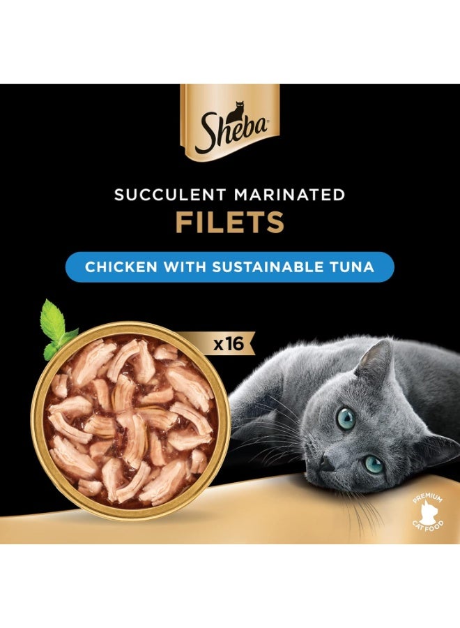 Sheba Fine Flakes Tasty Chicken with Sustainable Tuna Wet Cat Food 16 Pack 60g Each - Image 2
