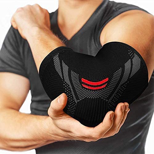 serveuttam� Elbow Support for Gym (1 Pair) - Elbow Brace for Men Women Workout | Elbow Compression Sleeves for Tendonitis Pain Relief, Tennis, Volleyball, Cricket - Elbow Pain (Robotic Red, S) - Image 1