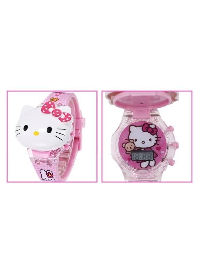 هالو كيتي Hello Kitty ساعة الكرتون للأطفال ، ألعاب الساعات للأطفال مع تأثيرات الإضاءة ، ساعات الكرتون للأطفال مع الموسيقى ، ساعة الكرتون للأطفال - Image 2