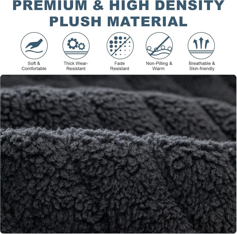OTOB Couch Cover for Dogs Washable, Non Slip Plush Fuzzy Sofa Covers for 3 Cushion Couch All Seasons, Kids Pet Friendly Soft Cozy Furniture Protector Sofa Slipcovers (Dark Gray, 27.6" x 82.7") - Image 3