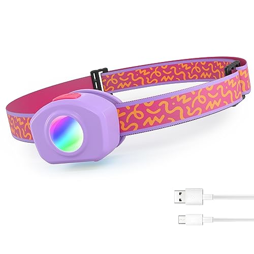 EverBrite LED Headlamp Rechargeable Kids Headlamp with RGB Mode and Adjustable Headband, 3 Modes Multicolor Headlamp for Camping, Reading, Exploring, Halloween, Christmas - Image 1