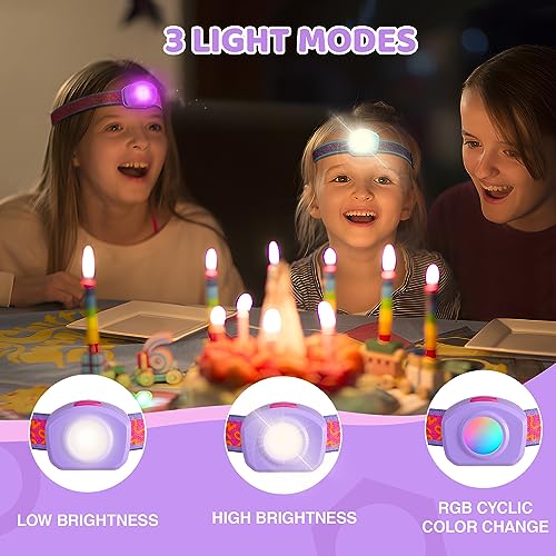 EverBrite LED Headlamp Rechargeable Kids Headlamp with RGB Mode and Adjustable Headband, 3 Modes Multicolor Headlamp for Camping, Reading, Exploring, Halloween, Christmas - Image 2