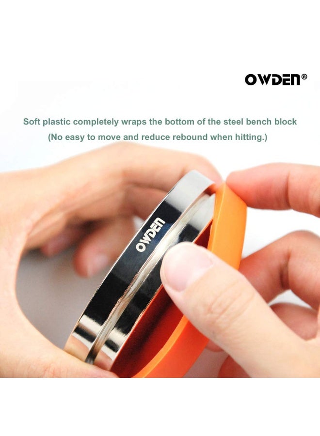 OWDEN Professional Steel Bench Blockï¼ˆNo Rebound), Metal Bench Block for Jewelry Stamping Tool,(Diameter: 3 Inches, Height: 3/4 Inch) Steel Part: Mirror Polishing with Chrome Plating. - Image 4