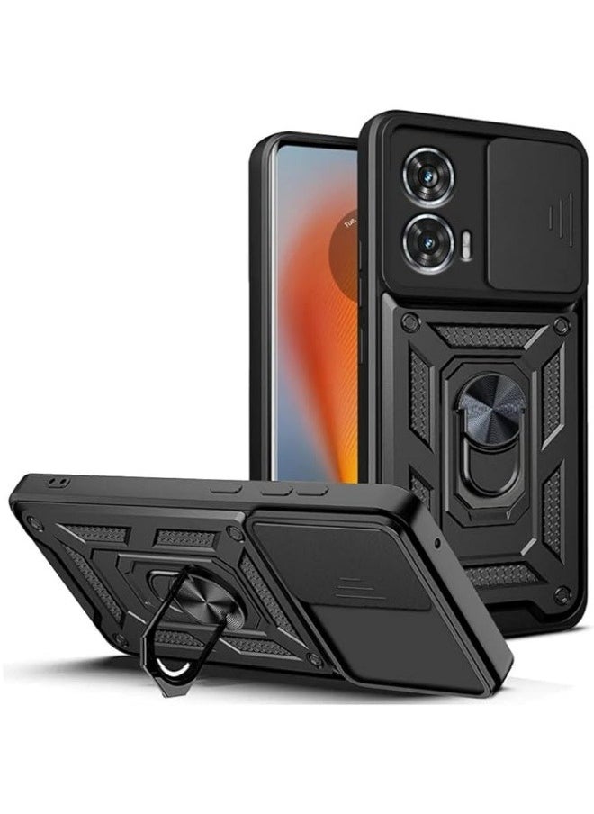 Generic - Compatible with Motorola Edge 50 Fusion Case, Case with Slide Camera Cover Heavy Duty Military Grade Shockproof Magnetic Ring Holder Kickstand Case for Moto Edge 50 Fusion - Image 1