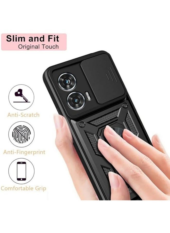 Generic - Compatible with Motorola Edge 50 Fusion Case, Case with Slide Camera Cover Heavy Duty Military Grade Shockproof Magnetic Ring Holder Kickstand Case for Moto Edge 50 Fusion - Image 1