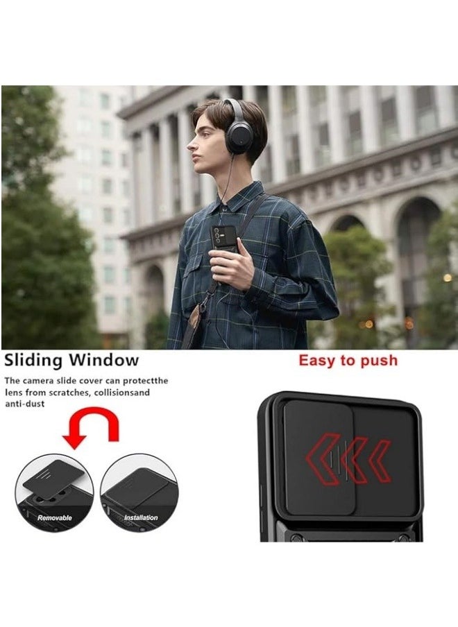 Generic - Compatible with Motorola Edge 50 Fusion Case, Case with Slide Camera Cover Heavy Duty Military Grade Shockproof Magnetic Ring Holder Kickstand Case for Moto Edge 50 Fusion - Image 1