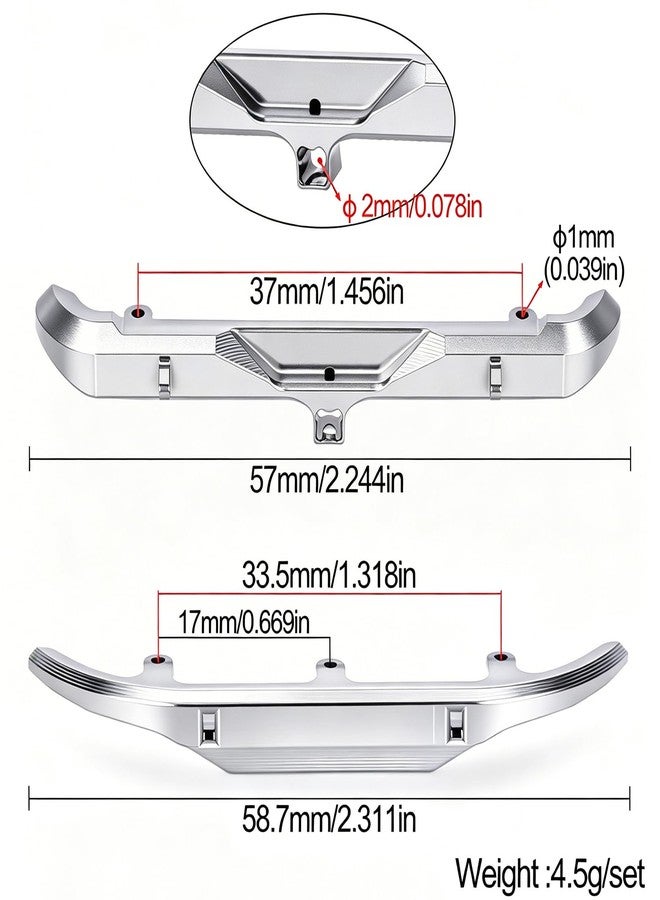HobbyPark Aluminum Bumpers Mount for 1/30 Axial SCX30 Bronco Upgrades Parts (Front & Rear- Silver) - Image 2