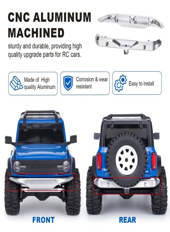 HobbyPark Aluminum Bumpers Mount for 1/30 Axial SCX30 Bronco Upgrades Parts (Front & Rear- Silver) - Image 3