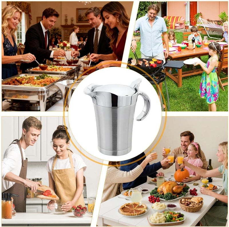 Sauce Jug – Server Jug of 750 ml | Stainless Steel Gravy Boat, for Family Dinner Thanksgiving Kitchen Dining Buffet and Restaurant - Image 4