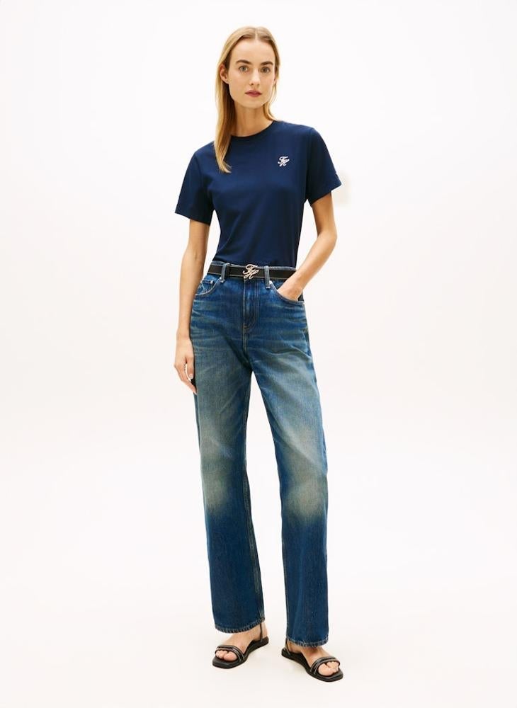 TOMMY HILFIGER Logo Embroidery Jersey Crew Neck T-Shirt - Image 4