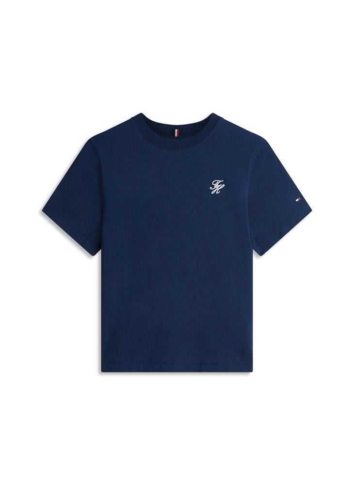 TOMMY HILFIGER Logo Embroidery Jersey Crew Neck T-Shirt - Image 5