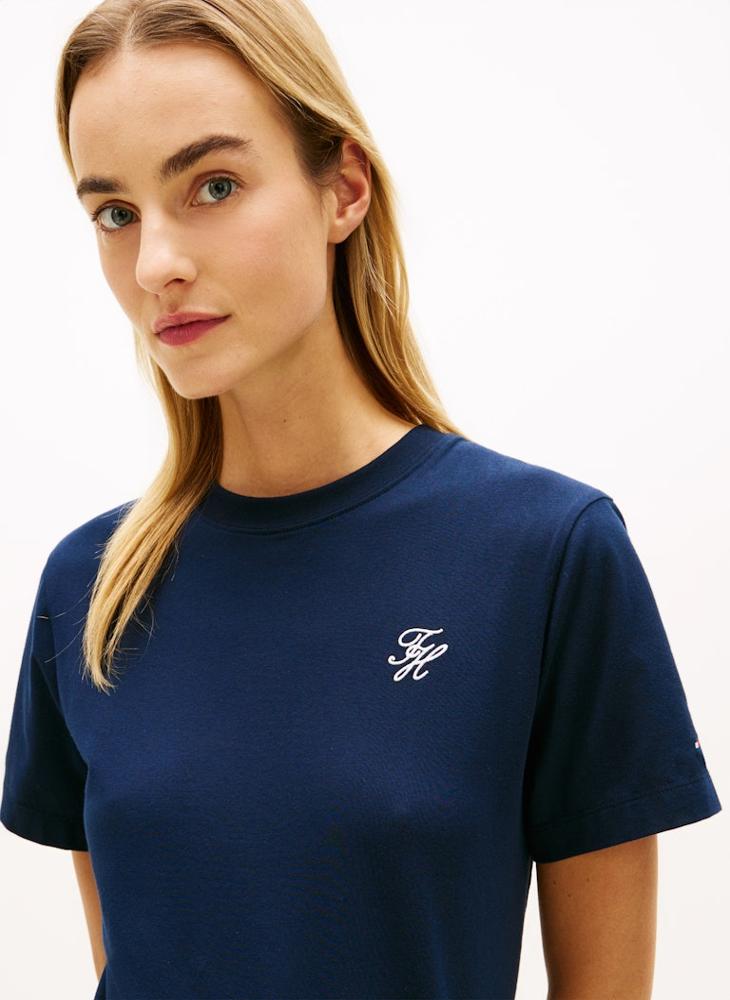 TOMMY HILFIGER Logo Embroidery Jersey Crew Neck T-Shirt - Image 1