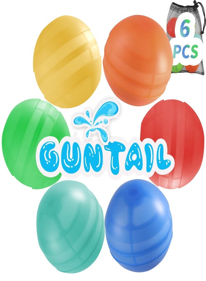 GUNTAIL 6Pcs Reusable Water Balloons,Quick-Fill Water Bombs,Silicone Water Balls For Kids Aged 3-12,Outdoor Water Ball Fights,Summer Party Supplies For Swimming Pools, Beaches,Yards Outdoor Games - Image 1