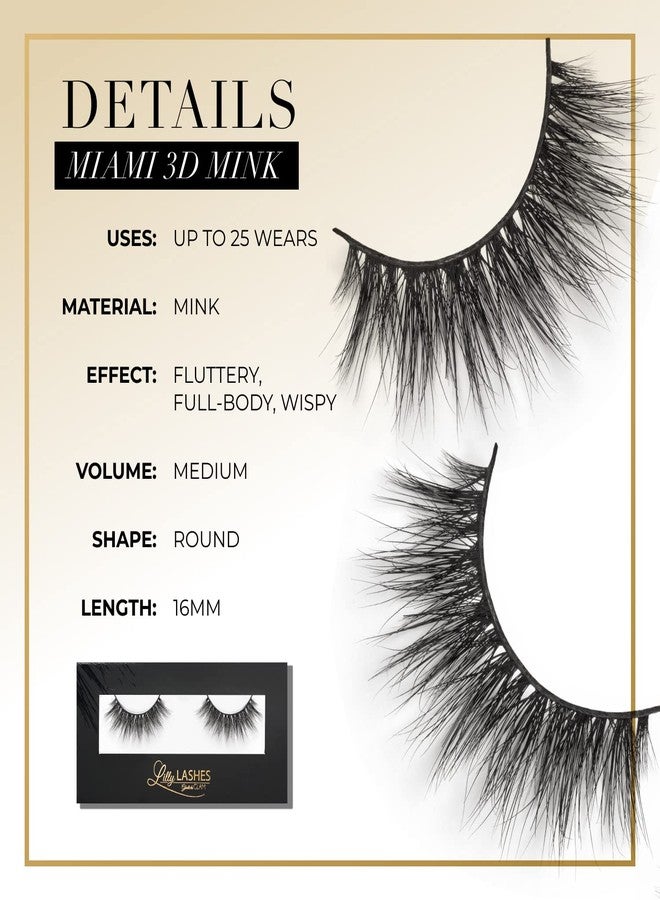 Lilly Lashes رموش ليلي لاشز ميامي 3D من الفرو، رموش صناعية بمظهر طبيعي، رموش فرو لمظهر رقيق وطبيعي، قابلة لإعادة الاستخدام حتى 25 مرة، رموش كثيفة - Image 4