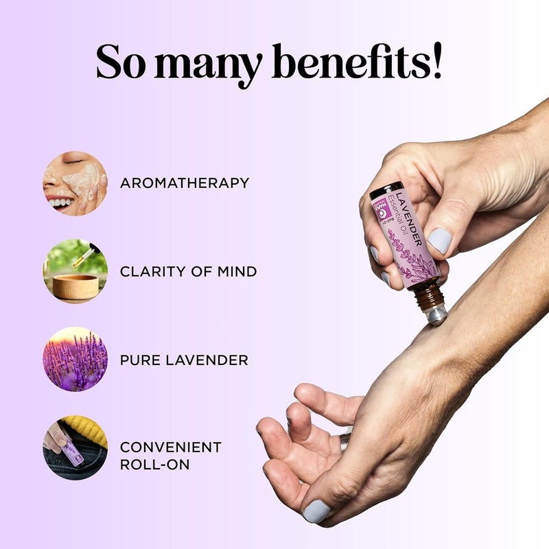 Lavender Essential Oil Roll On - Calming Aromatherapy Oil Roller for Sleep Headaches and Relaxation - Natural Pre-Diluted Sleep Oil for Nighttime Relaxation with Lavender Essential Oil for Skin - Image 3
