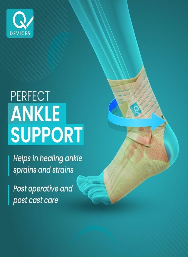 Q DEVICES Ankle Support Compression Brace for Injuries, Adjustable Support, Sprain, Injury, Swelling & Pain Relief, Ankle Grip for Men & Women (L) - Image 3