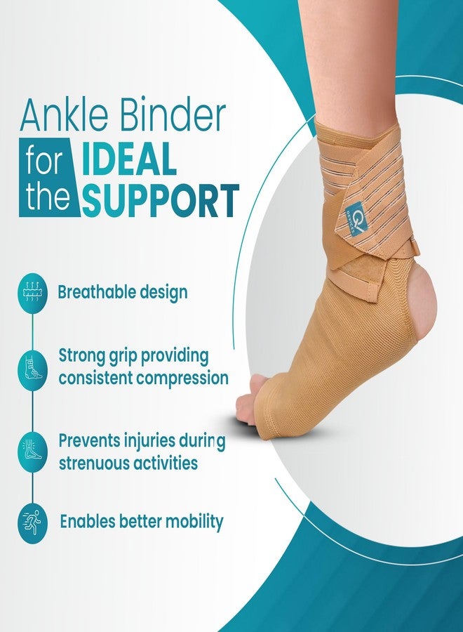 Q DEVICES Ankle Support Compression Brace for Injuries, Adjustable Support, Sprain, Injury, Swelling & Pain Relief, Ankle Grip for Men & Women (L) - Image 2