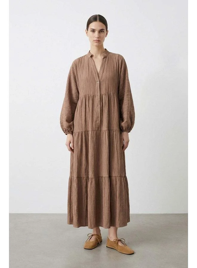 سول فستان نسائي برقبة V متعدد الطبقات – 32461ELB - MINK