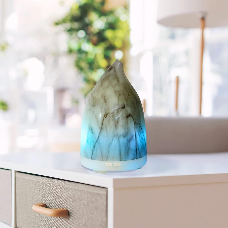aromar AROMAR Essential Ultrasonic Oil Diffuser Cool Mist Humidifier  Aromatherapy Diffusers for Essential Oils with Auto ShutOff and 7 Colors LED for Home and Office 100ml Spa Spa Marble  - Image 2