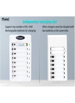 DMK Power DMK Power Rechargeable AA Batteries, 8 Pack of 2800mAh High Capacity Low Self Discharge Ni-MH Double A Batteries with Smart 8 Bay Battery Charger (USB Fast Charging, Independent Slot)- (TC-Q8+AAx8)  - Image 3