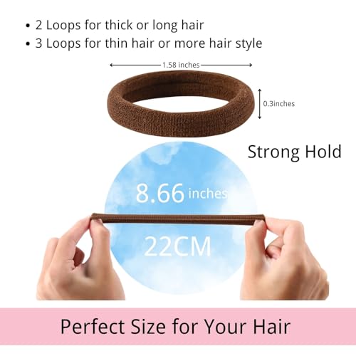 LuSeren 120 Pcs No Damage Hair Ties for Thick Hair, Large Soft Seamless Nylon Hair Elastics for Women, Ponytail Holders, Hair Accessories – Neutral Colors - Image 2