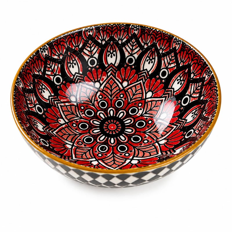 Decorative Porcelain Bowl, Hand-Painted Ceramic Serving Bowl, Premium Food-Safe Bowl for Soup, Salad, Rice, Dessert, Fruit, Snacks & Home Table Decor - Image 1