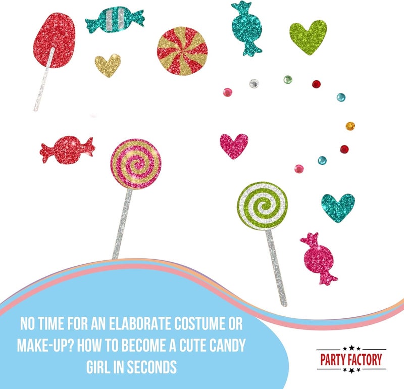 Party Factory Gulf climate fit Face Tattoo Candy Party, Temporary Glitter Face Tattoo for Theme Party, Halloween & Carnival, Children & Adults Strong durable raw material - Image 3