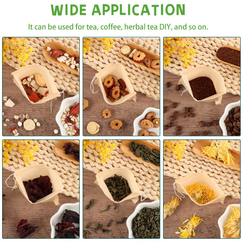 SUMAJU Empty Tea Bags - 300 Pcs Disposable Drawstring Unbleached Filter Bags for Loose Leaf Tea and Coffee (3.54 x 2.75 inch) - Image 5