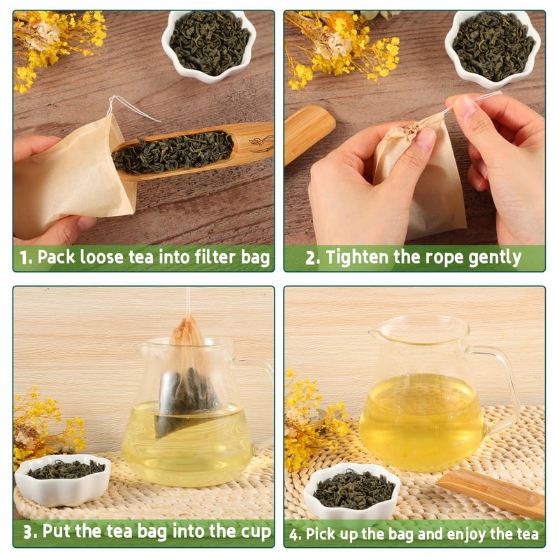 SUMAJU Empty Tea Bags - 300 Pcs Disposable Drawstring Unbleached Filter Bags for Loose Leaf Tea and Coffee (3.54 x 2.75 inch) - Image 4