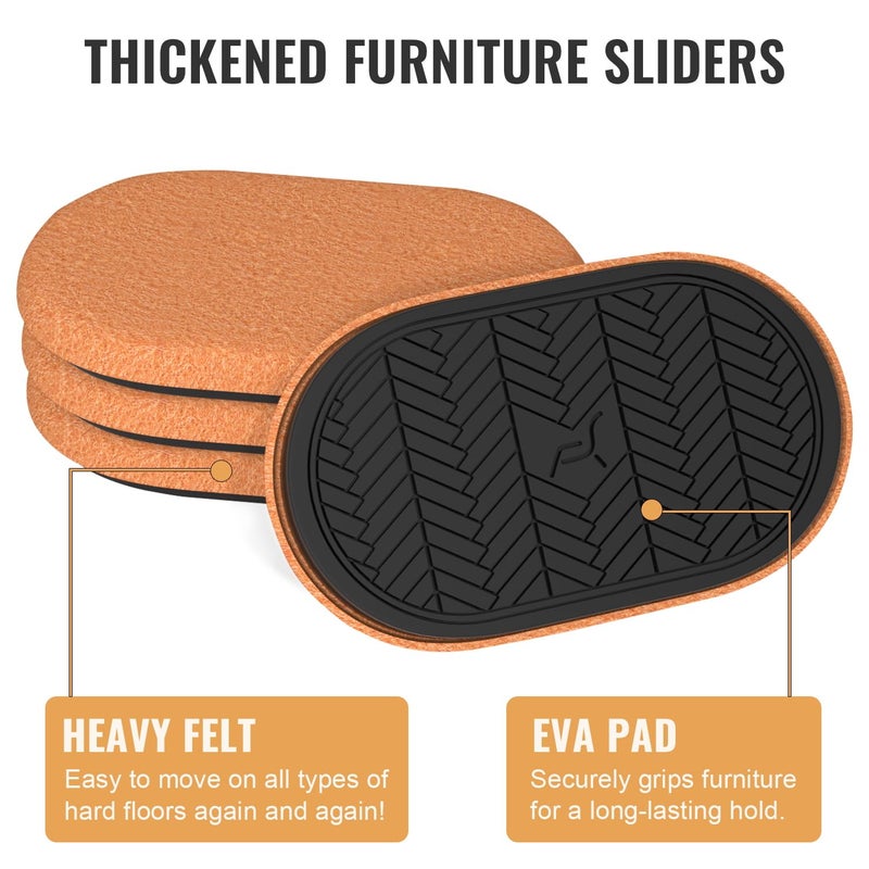PISAO 9""X5 Felt Furniture Sliders For Hardwood Floors  4Pcs Furniture Pads For Wood Floors  Furniture Movers For Heavy Duty Furniture  Move Furniture Easily - Image 5