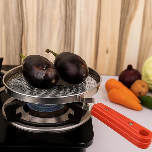 MAGRIDO Fulka Grill Pan Roti Maker | Papad Maker | Stainless Steel Papad Roaster & Non-Stick Pan | Pulka BBQ Grill Tawa for Gas Stove Cooking | Home Kitchen Essential Cookware Barbeque Jali - Image 2