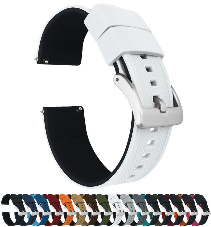 Barton Watch Bands أشرطة ساعة بارتون للإفراج السريع من السيليكون النخبة، أبيض من الأعلى/أسود من الأسفل، 20 مم - Image 2