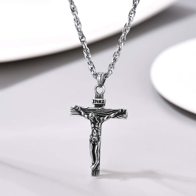 PROSTEEL Cross Necklaces Pendant Men Women INRI Crucifix Piece Christian Mens Jewelry Religious Crucified Jesus Cross Necklace - Image 5