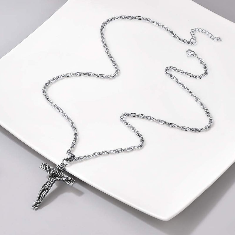 PROSTEEL Cross Necklaces Pendant Men Women INRI Crucifix Piece Christian Mens Jewelry Religious Crucified Jesus Cross Necklace - Image 2