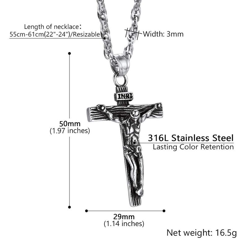 PROSTEEL Cross Necklaces Pendant Men Women INRI Crucifix Piece Christian Mens Jewelry Religious Crucified Jesus Cross Necklace - Image 4