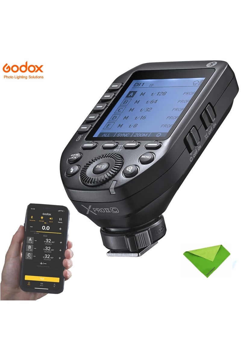 Godox Godox XProII-C TTL Wireless Flash Trigger Compatible for Canon Cameras, 2.4G Wireless Flash Transmitter HSS 1/8000S,Bluetooth Connection, TCM Transform Function, New Hotshoe Locking, Large LCD Display - Image 1