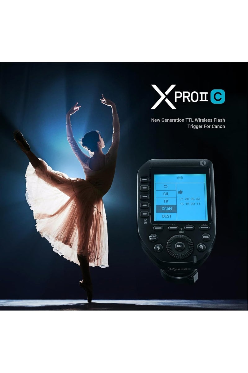 Godox Godox XProII-C TTL Wireless Flash Trigger Compatible for Canon Cameras, 2.4G Wireless Flash Transmitter HSS 1/8000S,Bluetooth Connection, TCM Transform Function, New Hotshoe Locking, Large LCD Display - Image 3