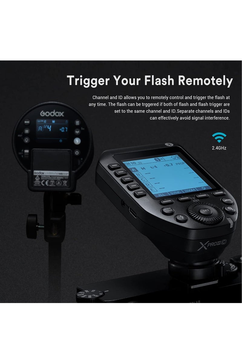 Godox Godox XProII-C TTL Wireless Flash Trigger Compatible for Canon Cameras, 2.4G Wireless Flash Transmitter HSS 1/8000S,Bluetooth Connection, TCM Transform Function, New Hotshoe Locking, Large LCD Display - Image 5