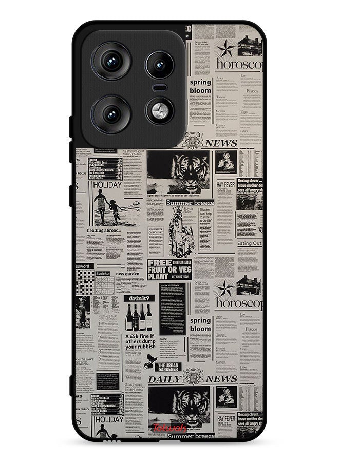 Tolwak Motorola Edge 50 Pro 5G Protective Case Cover Newspaper Recording - Image 1